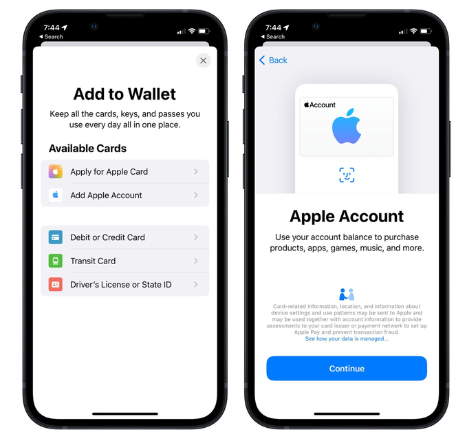 西丰苹果手机维修分享iOS 15.5钱包App如何添加 Apple 账户 